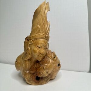 SOLD - Parasite Wood Hand Carved Rama & Sita Lovers Sculpture Numbered 9005-02